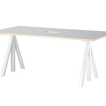 String Work Desk by String - 180 x 90 / White Frame /Light Grey Linoleum MDF Desktop