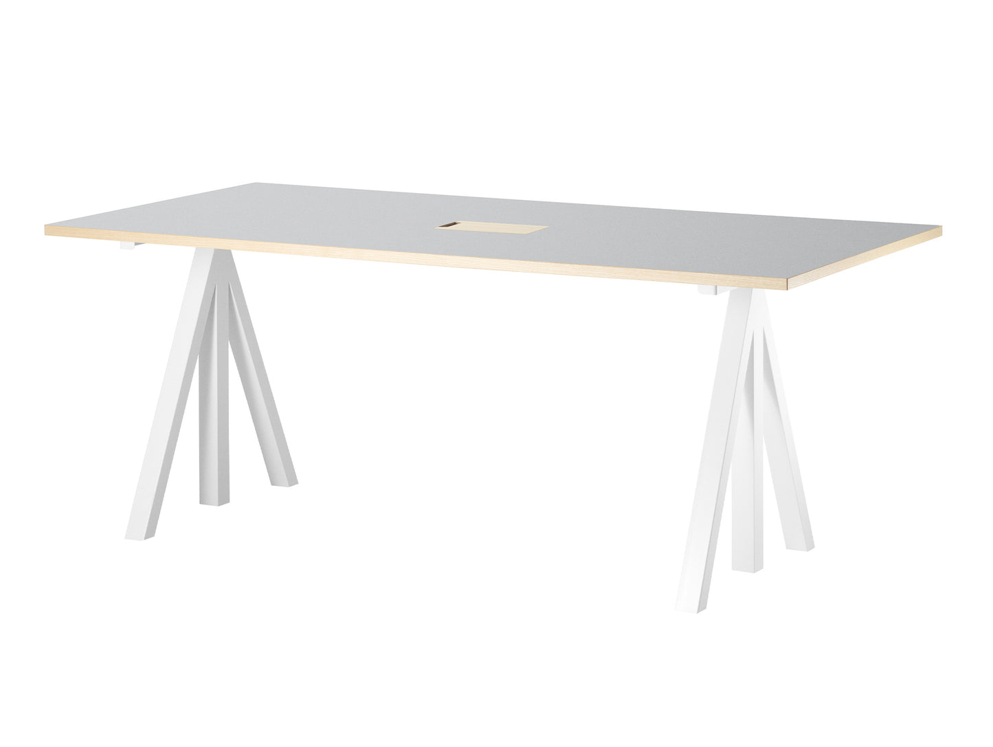 String Work Desk by String - 180 x 90 / White Frame /Light Grey Linoleum MDF Desktop