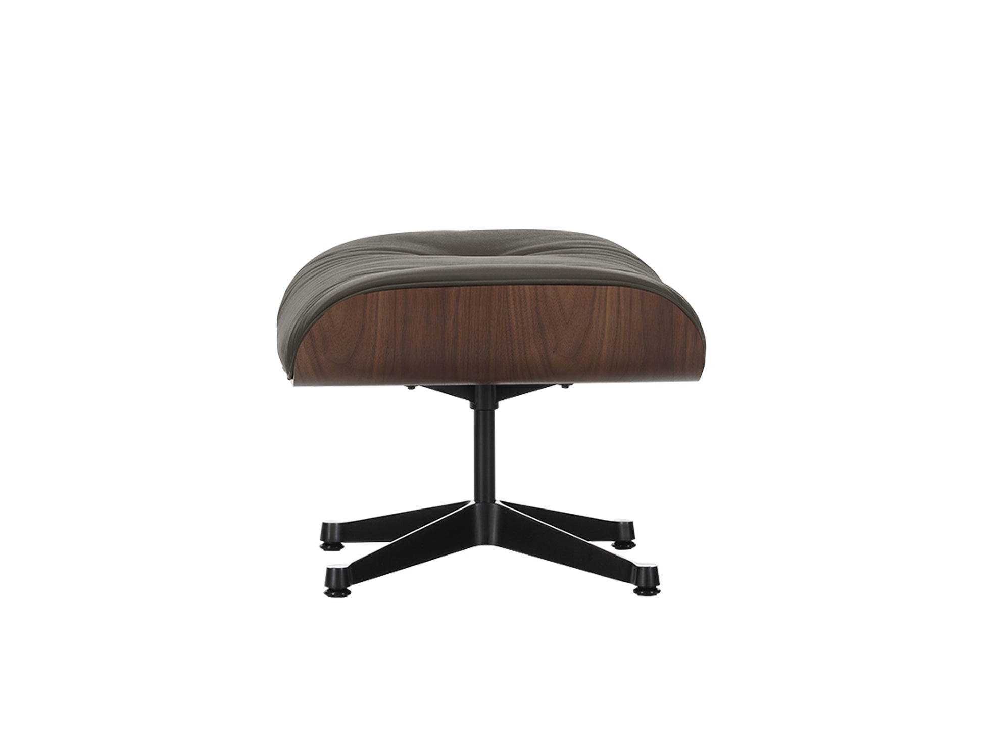 Eames Ottoman by Vitra - Dark Lacquered Walnut / Umbra Grey Premium Leather (L50)