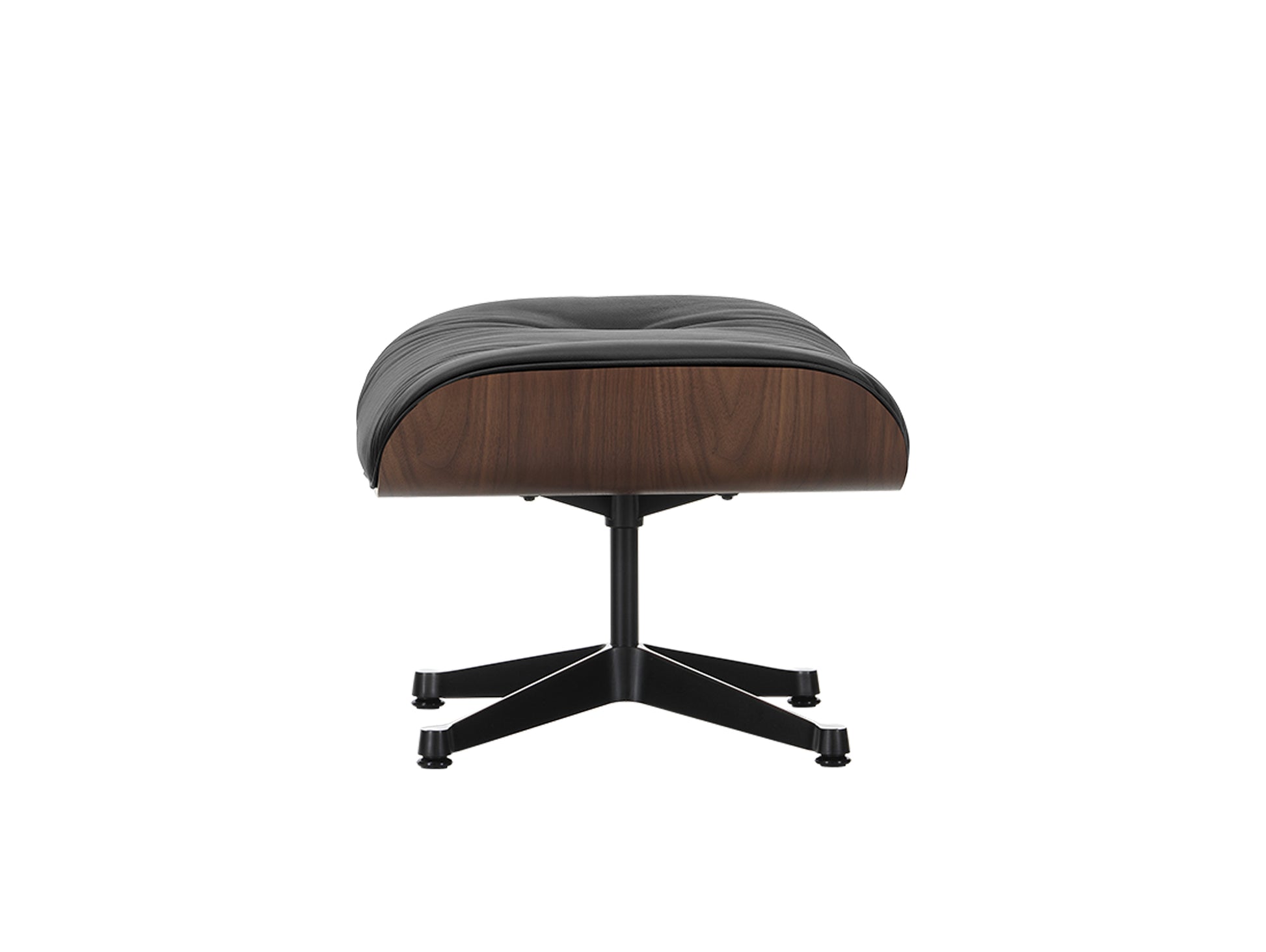 Eames Ottoman by Vitra - Dark Lacquered Walnut / Nero Premium Leather (L50)