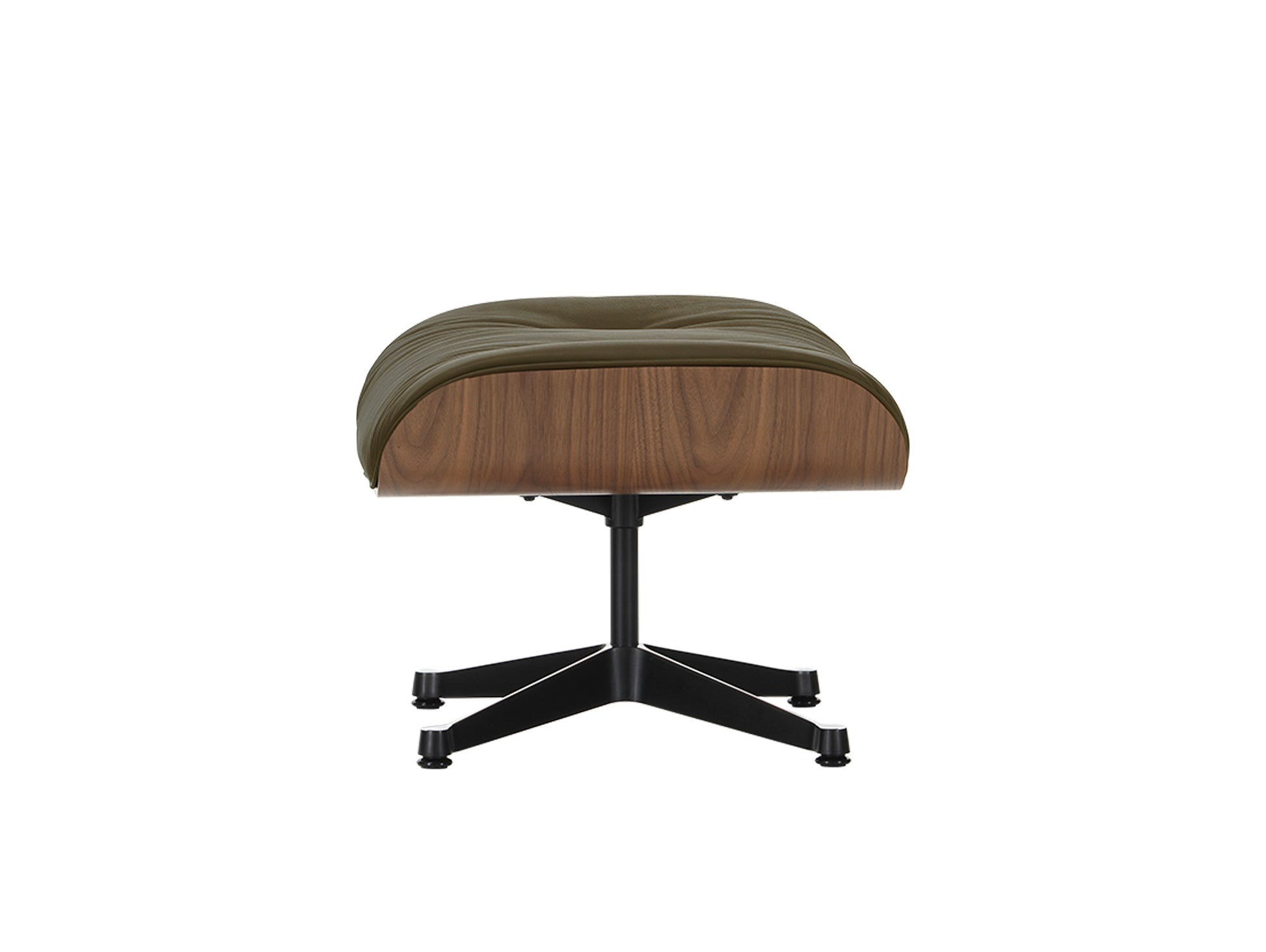 Eames Ottoman by Vitra - Lacquered Walnut / Khaki Premium Leather (L50)