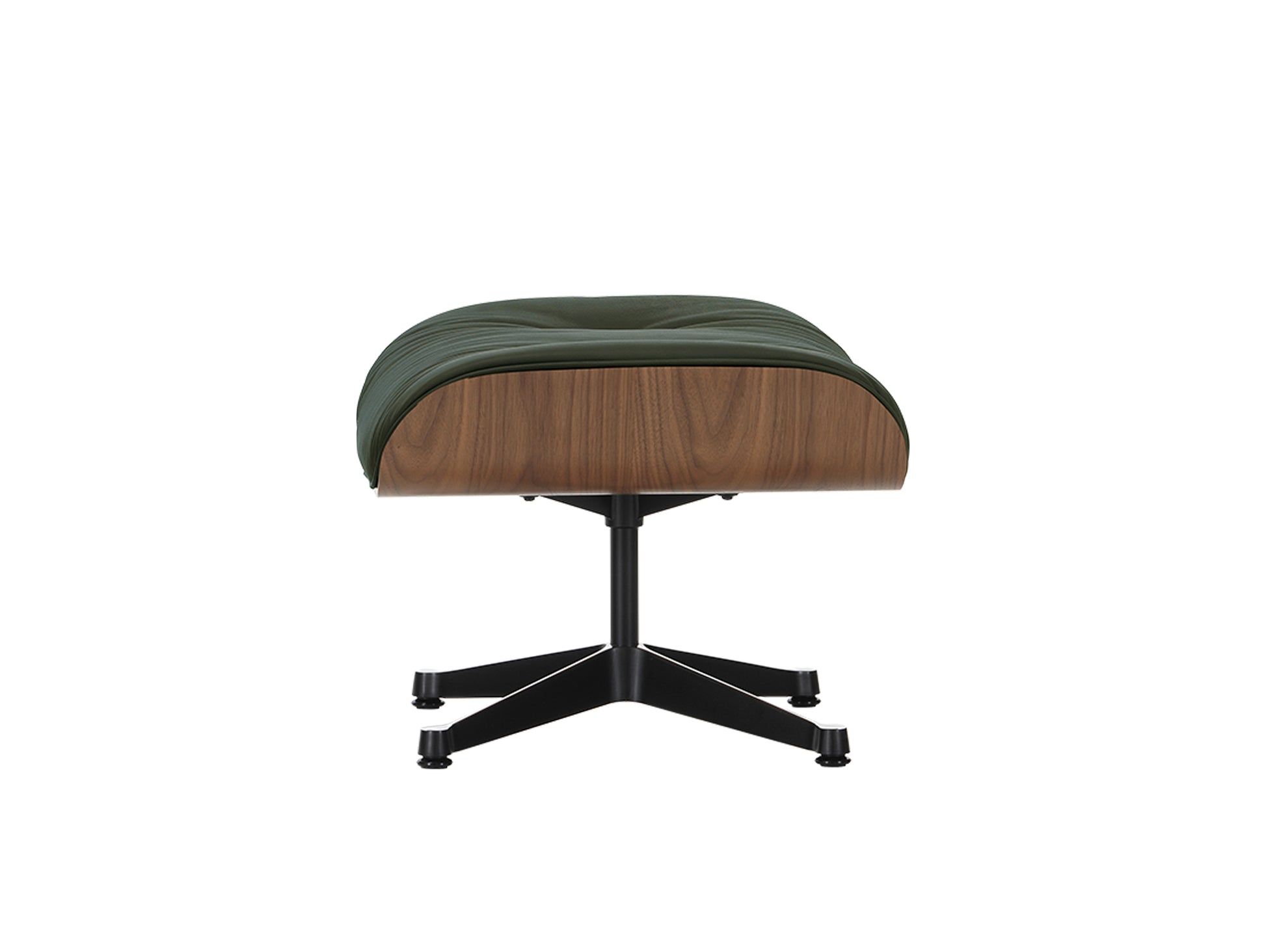 Eames Ottoman by Vitra - Lacquered Walnut / Jade Premium Leather (L50)