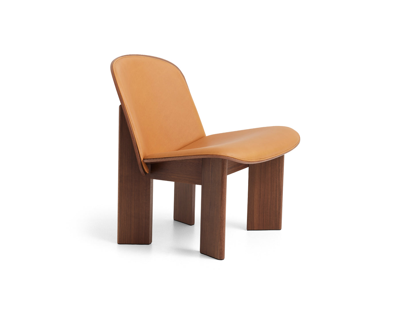 Chisel Lounge Chair (Front Upholstery) by HAY - Lacquered Walnut / Cognac Sense Leather