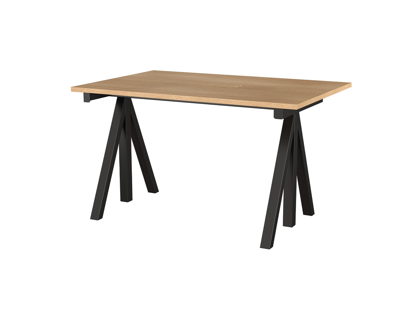 String Work Desk by String - 120 x 78 / Black Frame / Oak Veneered MDF Desktop