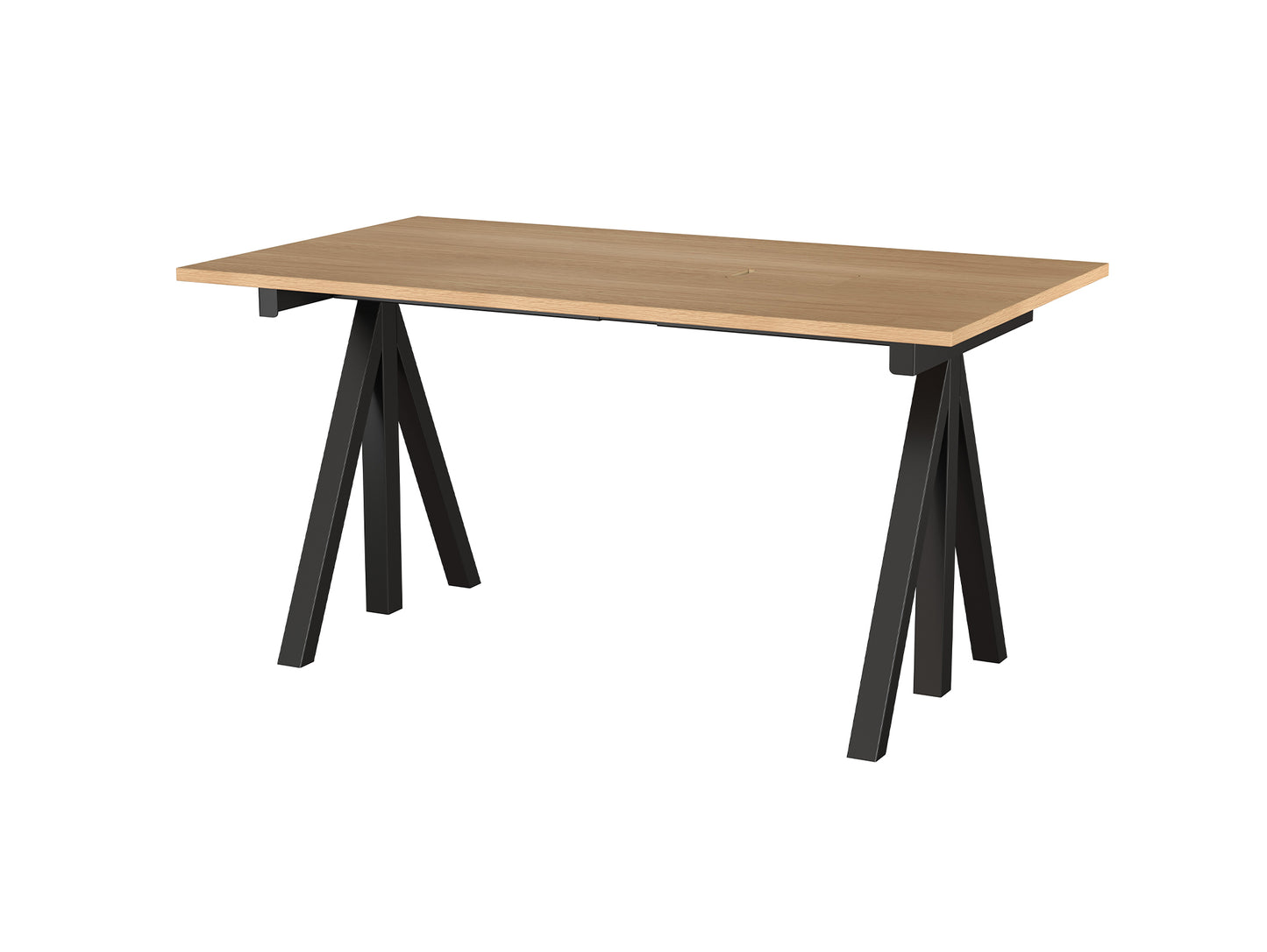 String Work Desk by String - 140 x 78 / Black Frame / Oak Veneered MDF Desktop