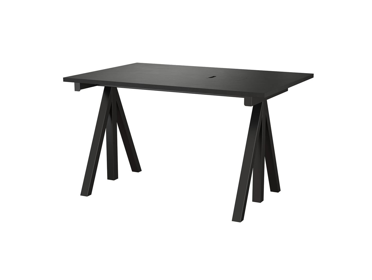 String Work Desk by String - 120 x 78 / Black Frame / Black Lacquered MDF Desktop