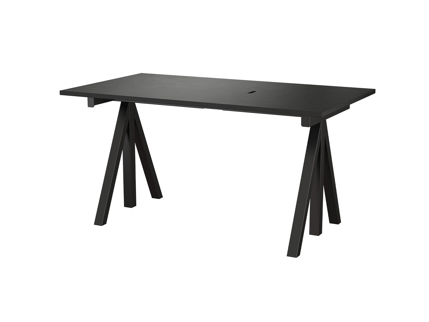 String Work Desk by String - 140 x 78 / Black Frame / Black Lacquered MDF Desktop