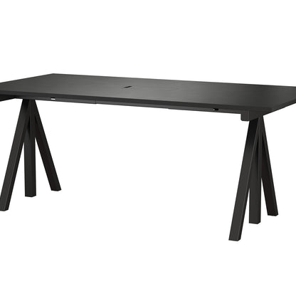 String Work Desk by String - 180 x 90 / Black Frame / Black Lacquered MDF Desktop