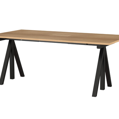 String Work Desk by String - 180 x 90 / Black Frame / Oak Veneered MDF Desktop