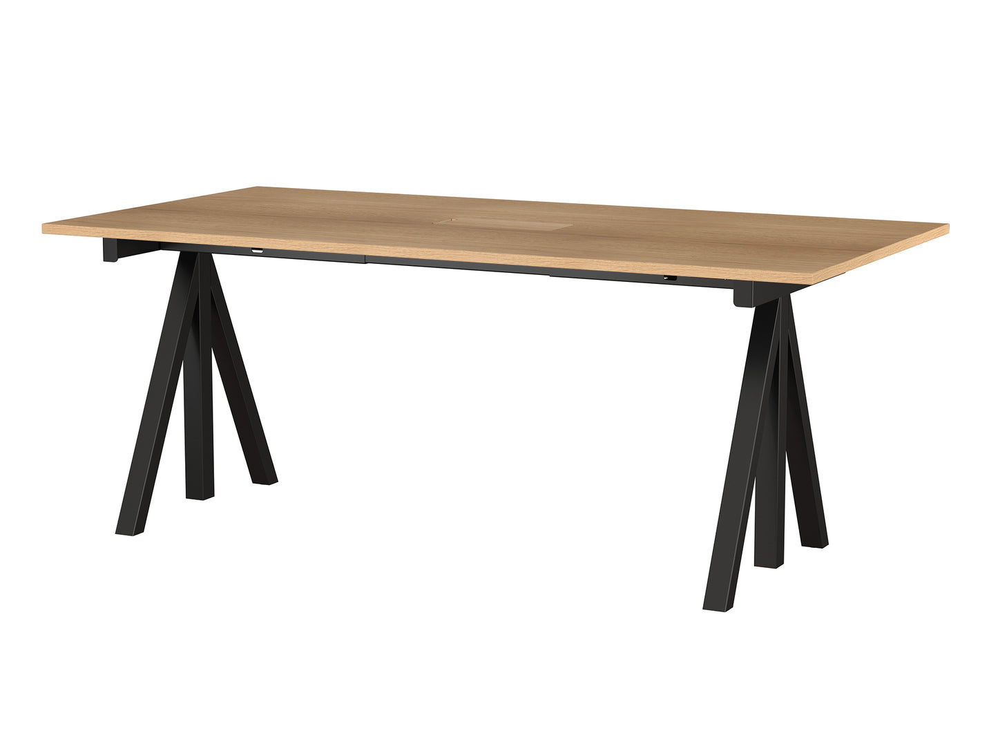 String Work Desk by String - 180 x 90 / Black Frame / Oak Veneered MDF Desktop