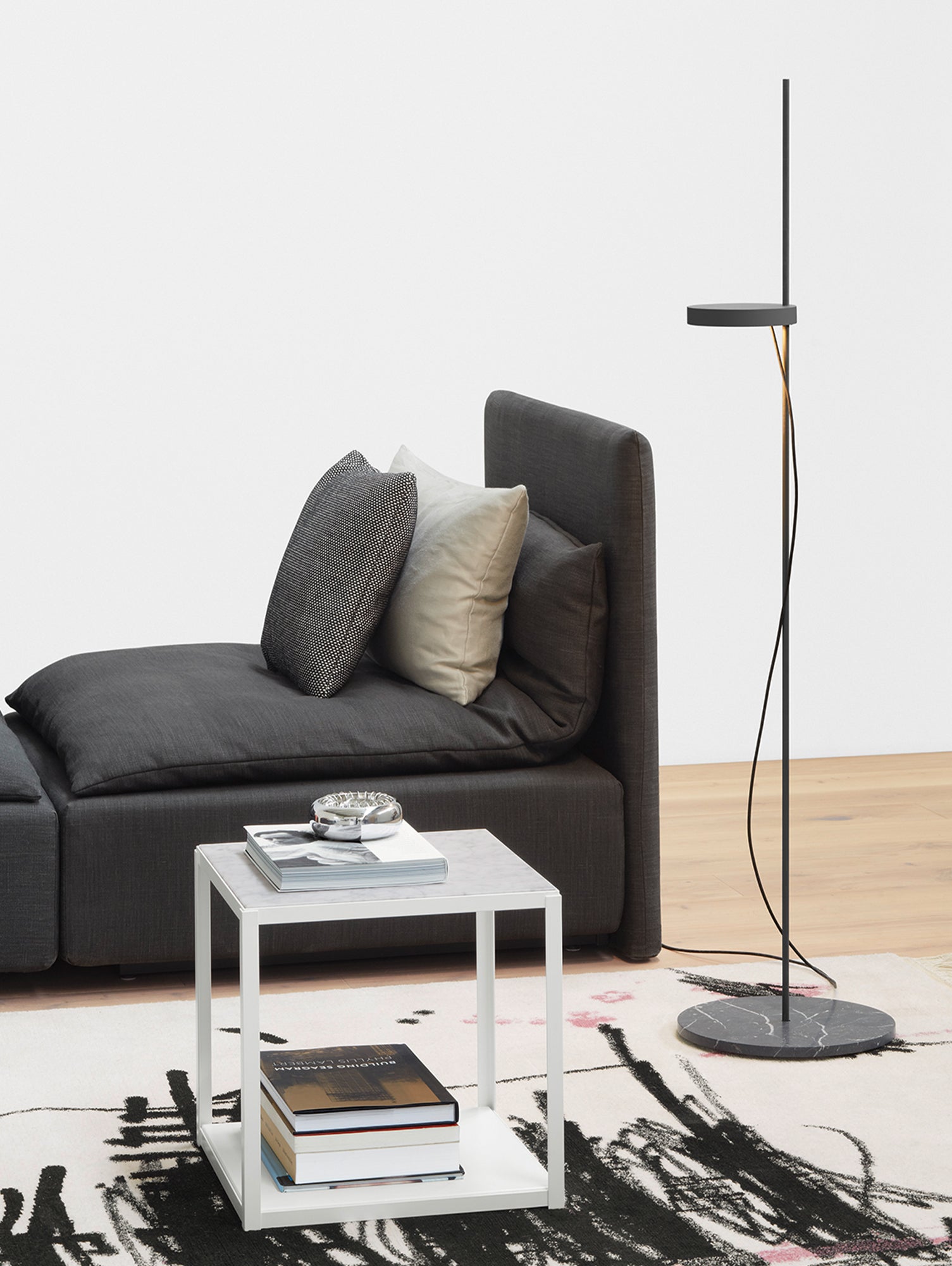 LT06 Palo Floor Light by e15 - Black Powder Coated Steel with Nero Marquina