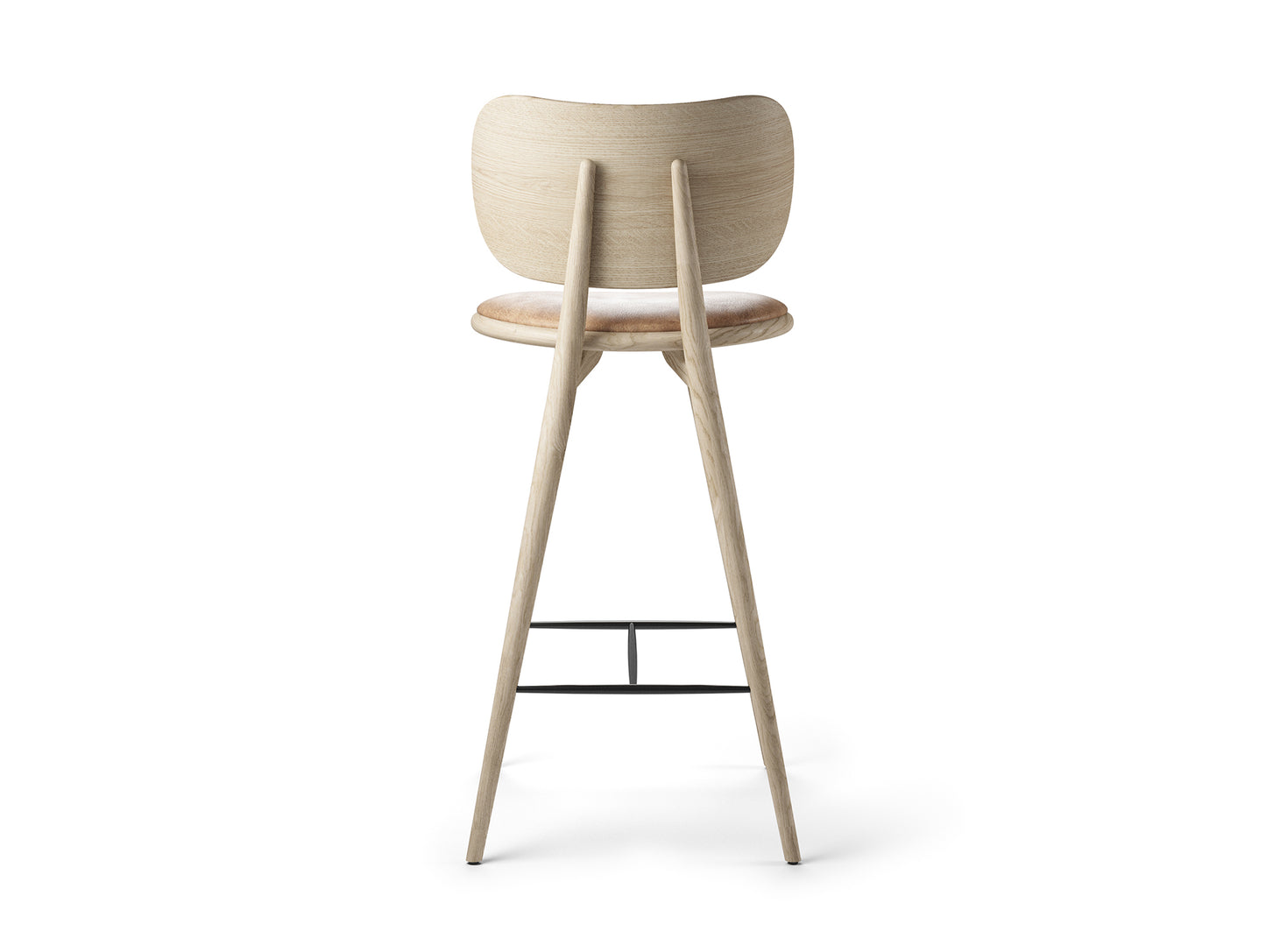 High Stool Backrest by Mater - H 74 cm / Matt Lacquered Oak