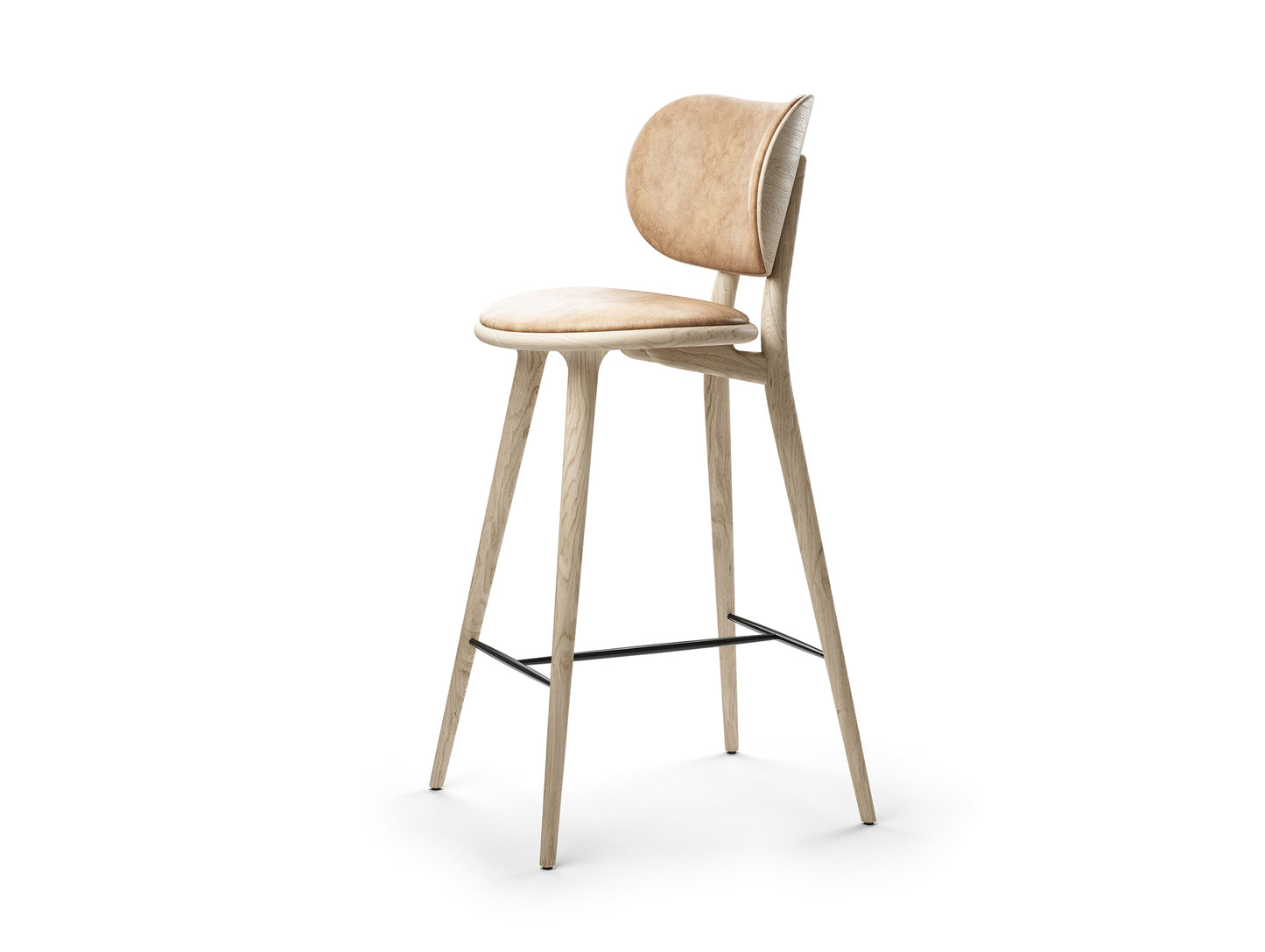 High Stool Backrest by Mater - H 74 cm / Matt Lacquered Oak