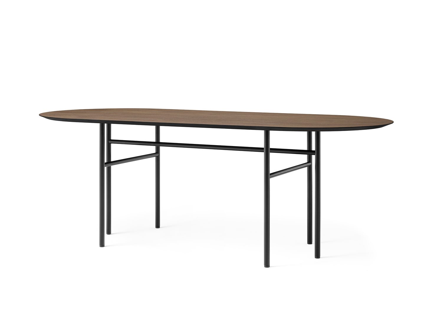 Snaregade Dining Table - Oval by Menu /Dark Stained Oak Veneer Tabletop / Black Steel Base