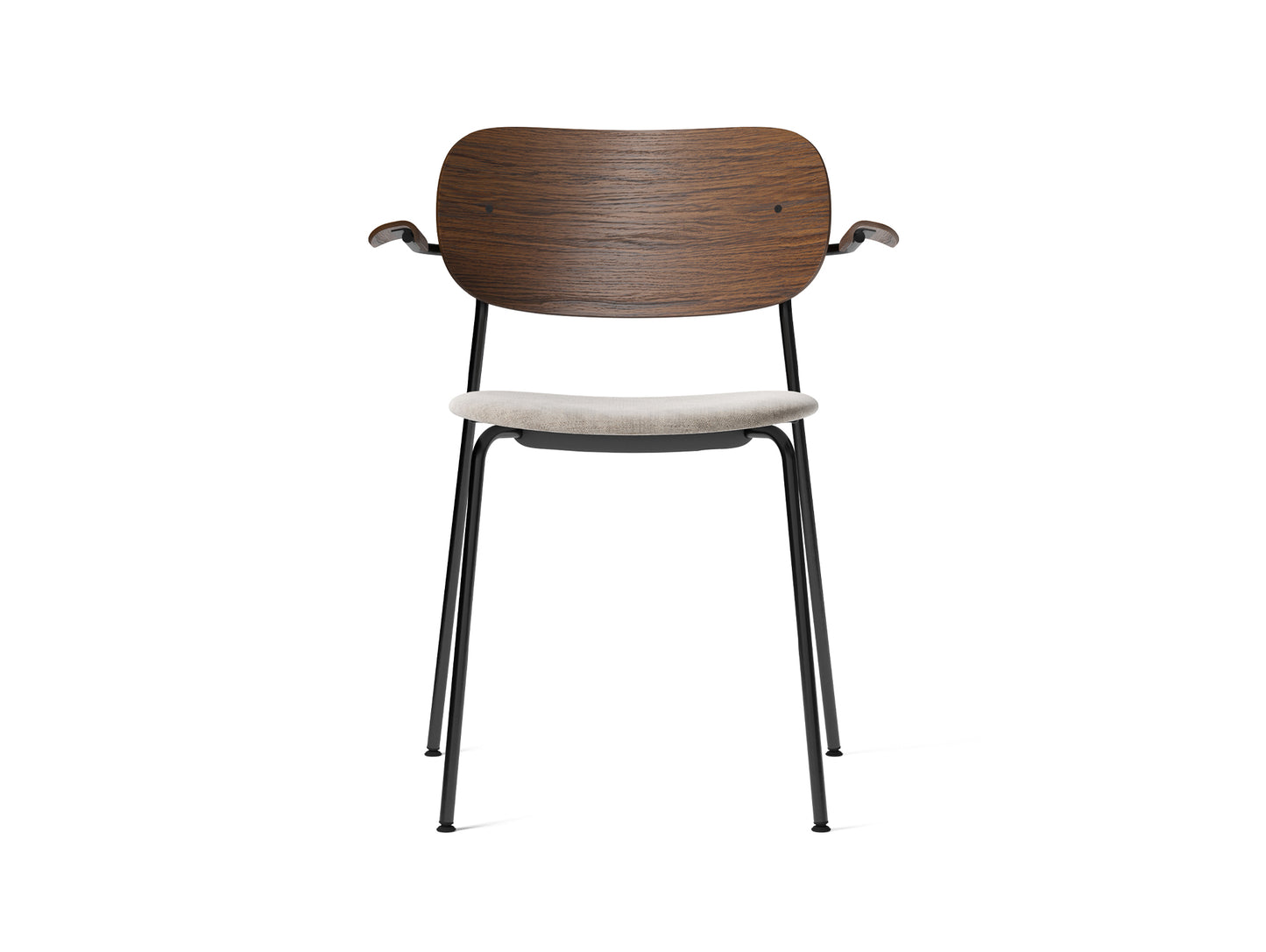 Co Dining Chair Upholstered by Menu - With Armrest / Black Powder Coated Steel / Dark Oak / Maple 222
