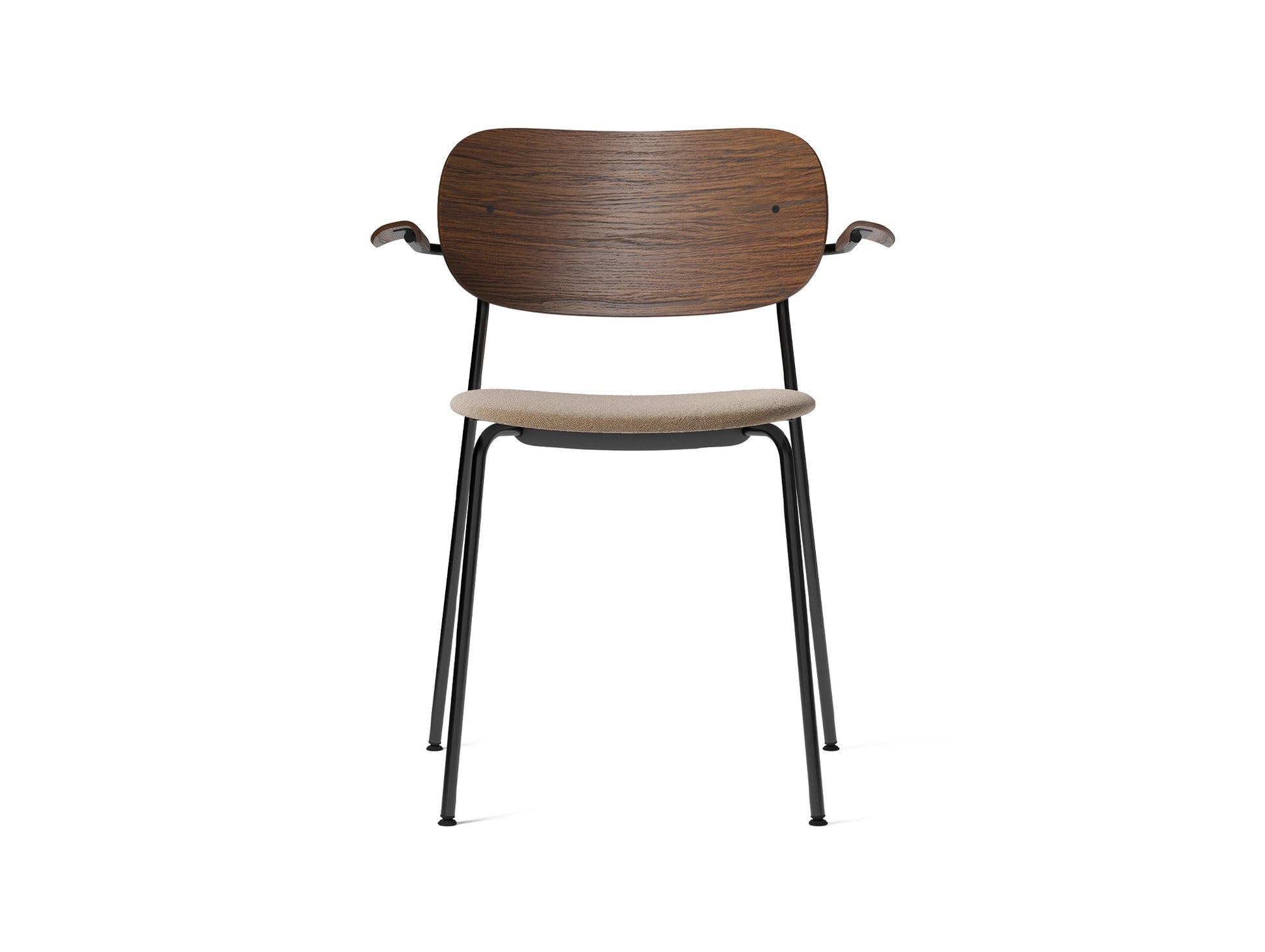 Co Dining Chair Upholstered by Menu - With Armrest / Black Powder Coated Steel / Dark Oak / Lupo 004