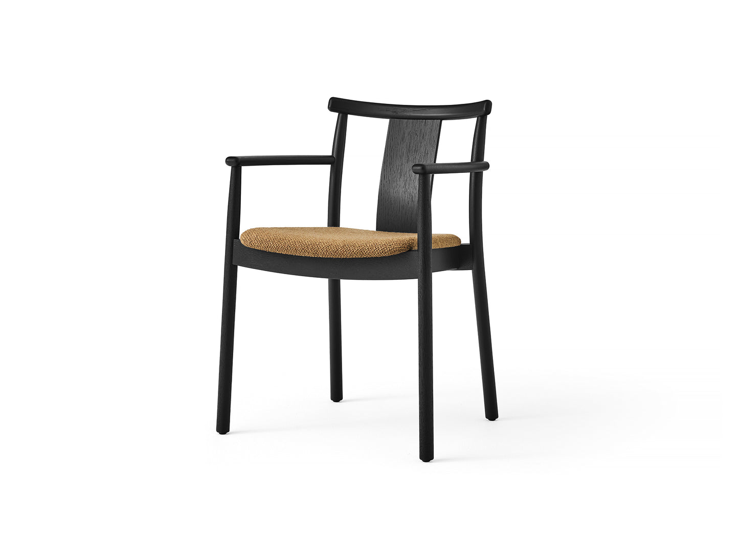 Merkur Dining Chair Upholstered by Menu - With Armrest / Black Lacquered Oak / UK Boucle 05