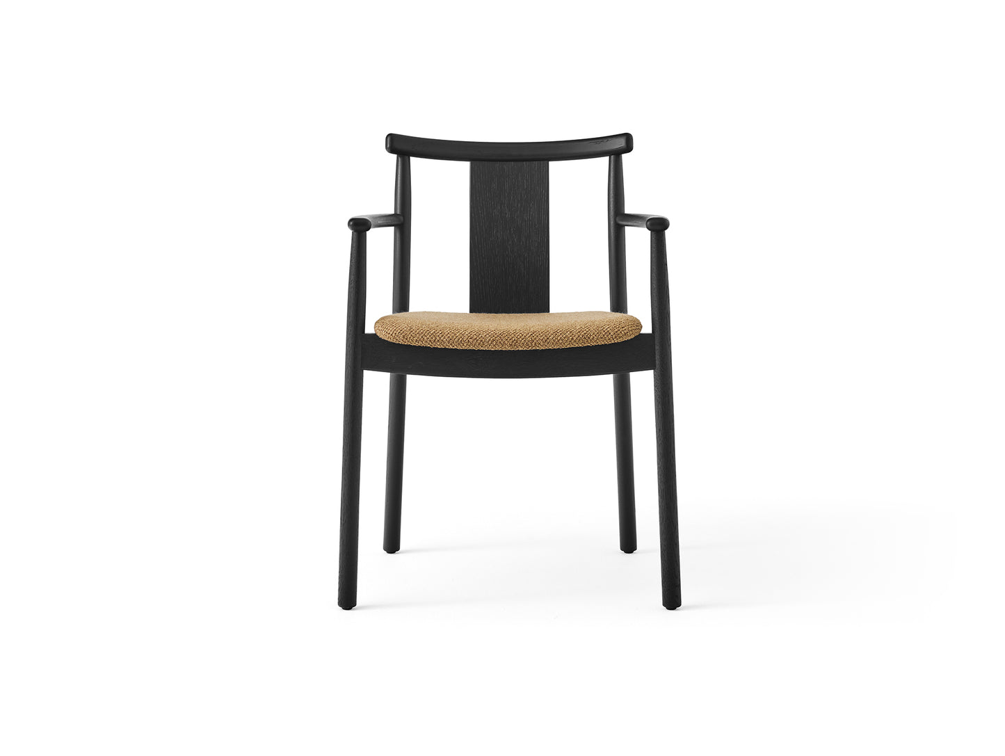 Merkur Dining Chair Upholstered by Menu - With Armrest / Black Lacquered Oak / UK Boucle 05