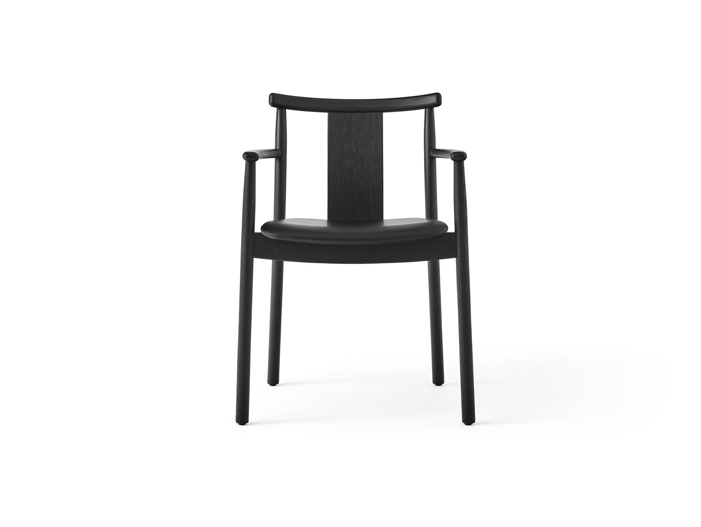 Merkur Dining Chair Upholstered by Menu - With Armrest / Black Lacquered Oak / Dakar Leather 842