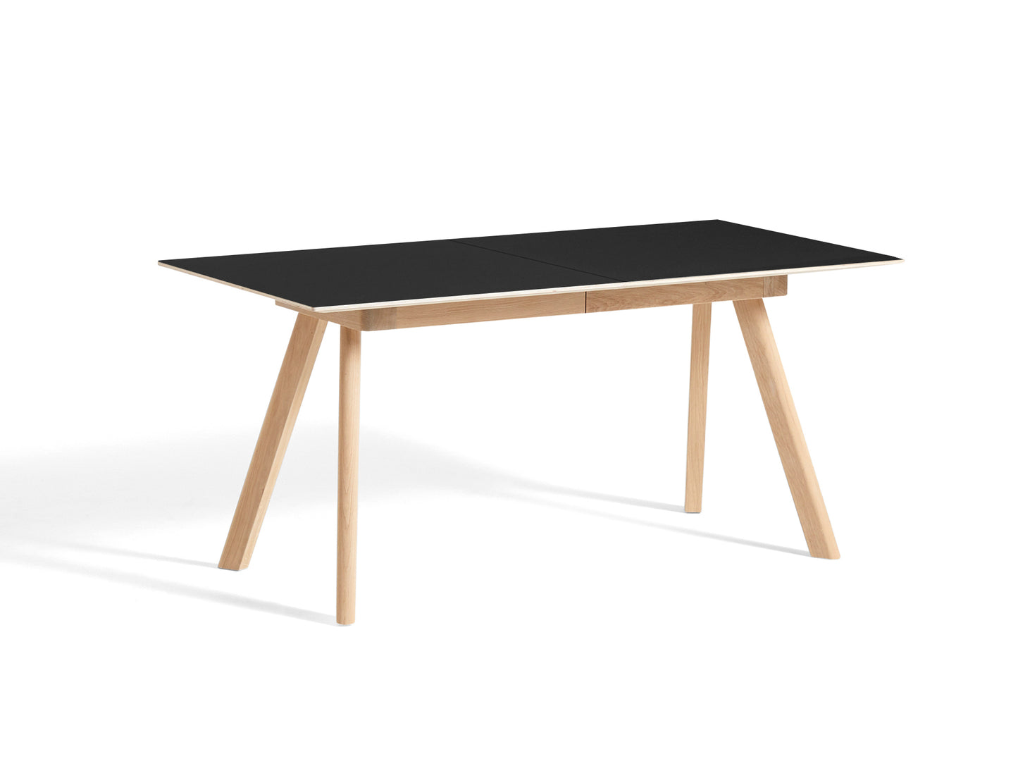 CPH30 Extendable Dining Table by HAY - L160 cm / Black Linoleum Tabletop with Lacquered Oak Base