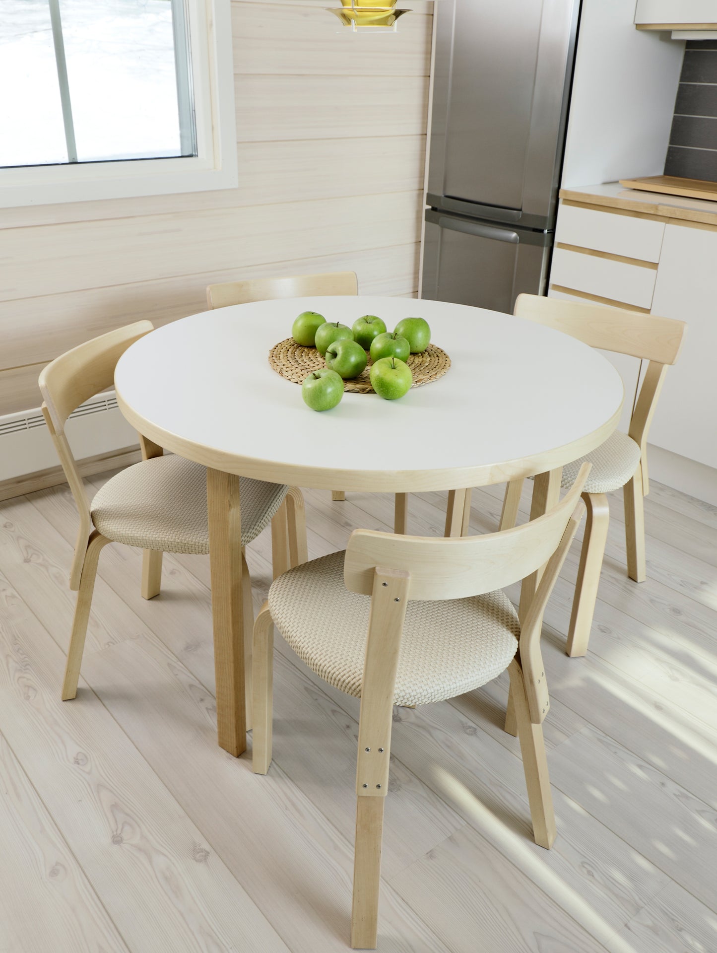 Aalto Table Round by Artek - White HPL Top / Natural Lacquered Birch Legs