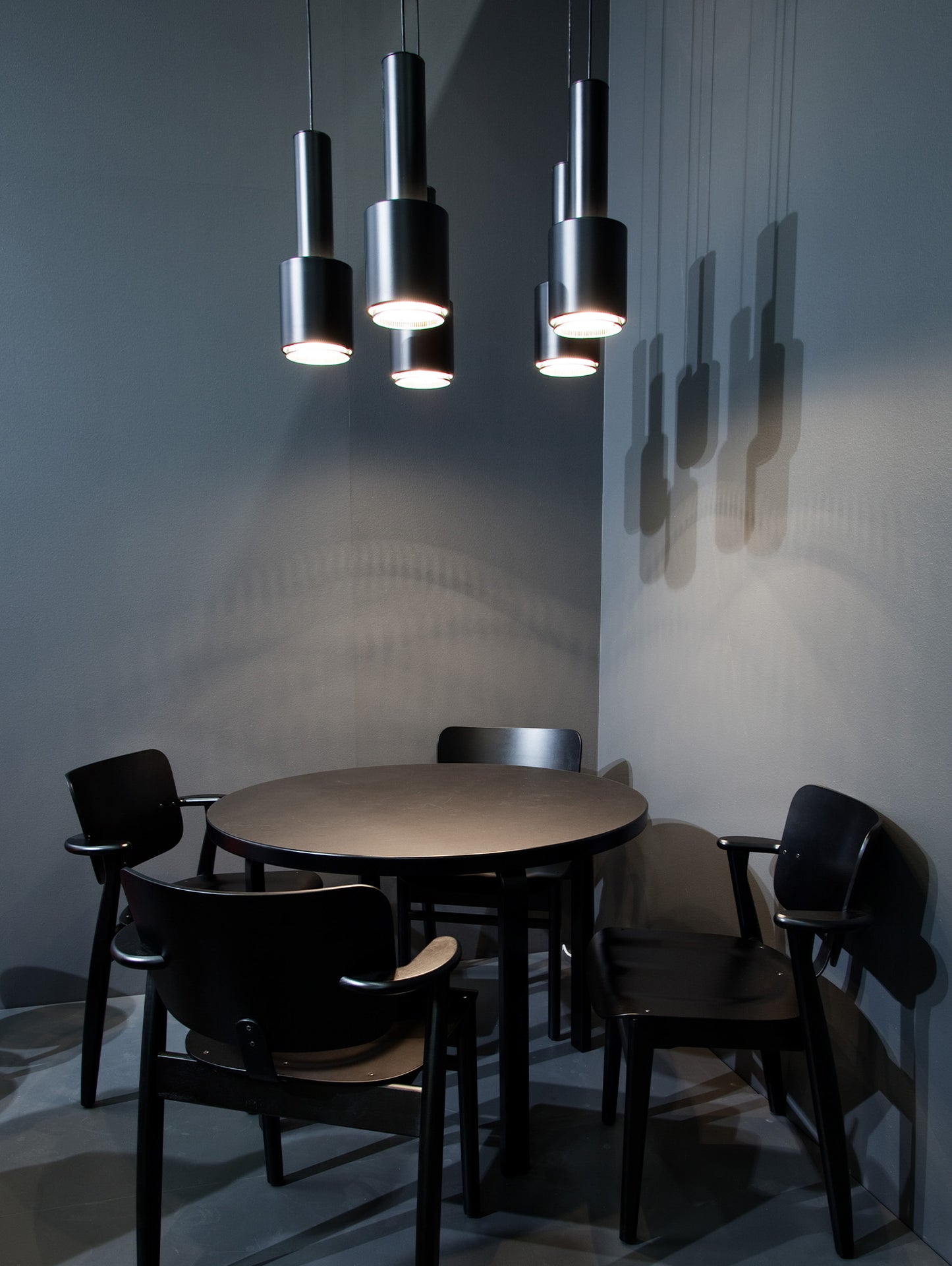 A110 Hand Grenade Pendant Light by Artek - Black Powder Coated Steel Shade with Brass Plated Ring