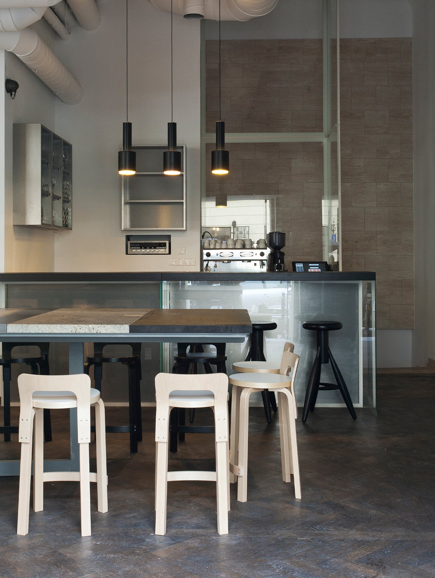 A110 Hand Grenade Pendant Light by Artek - Black Powder Coated Steel Shade with Brass Plated Ring