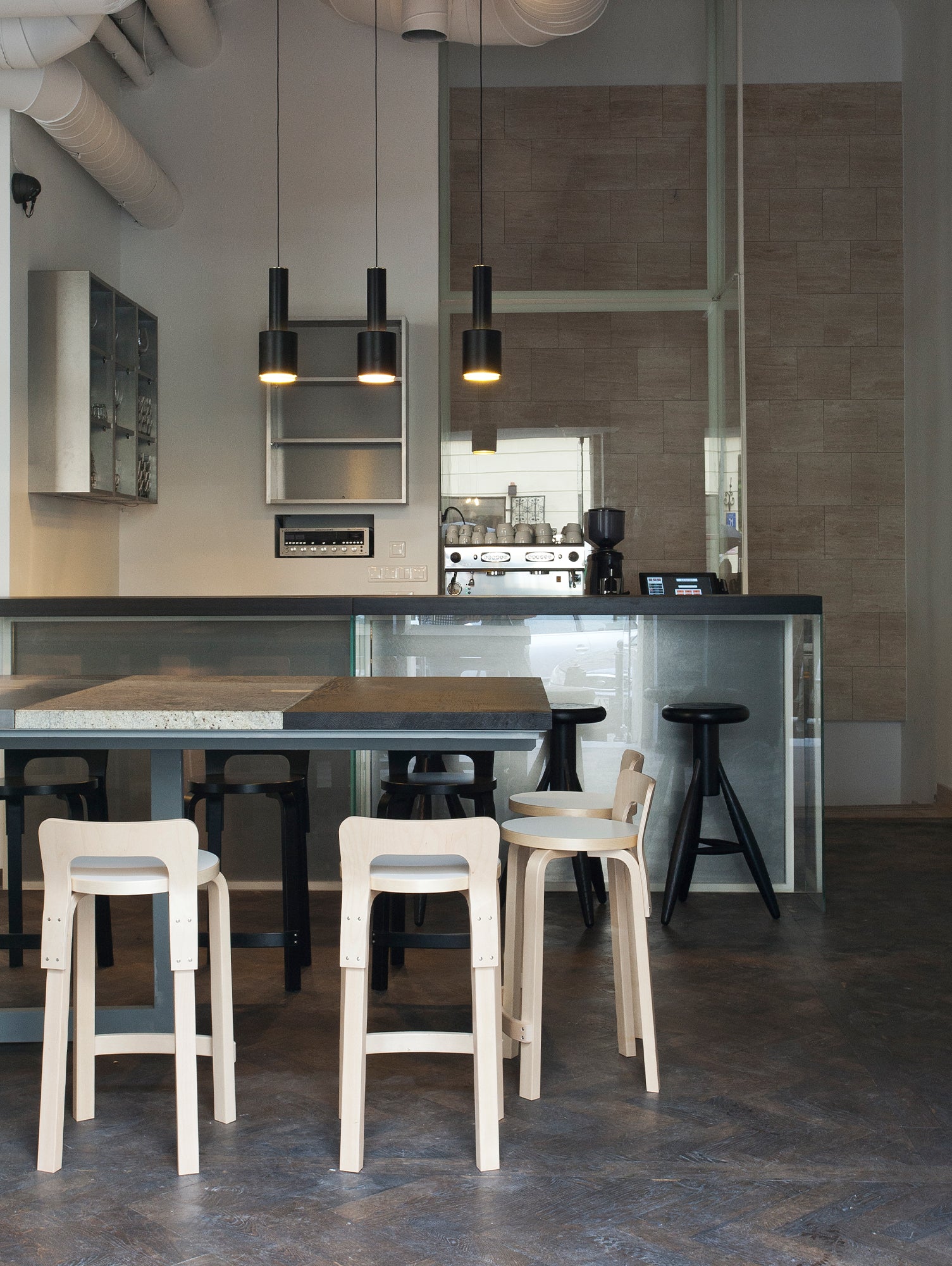A110 Hand Grenade Pendant Light by Artek - Black Powder Coated Steel Shade with Brass Plated Ring