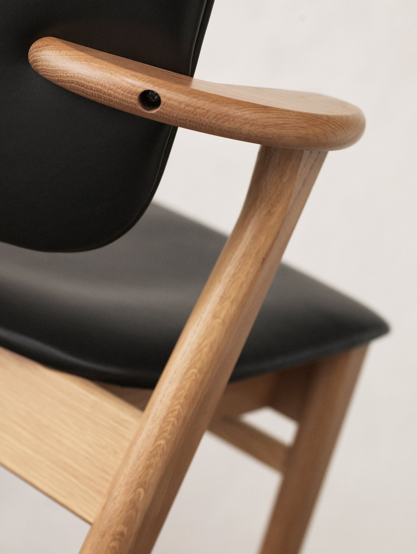 Domus Chair Upholstered by Artek - Frame: Lacquered Birch / Seat and Back: Black Prestige Leather