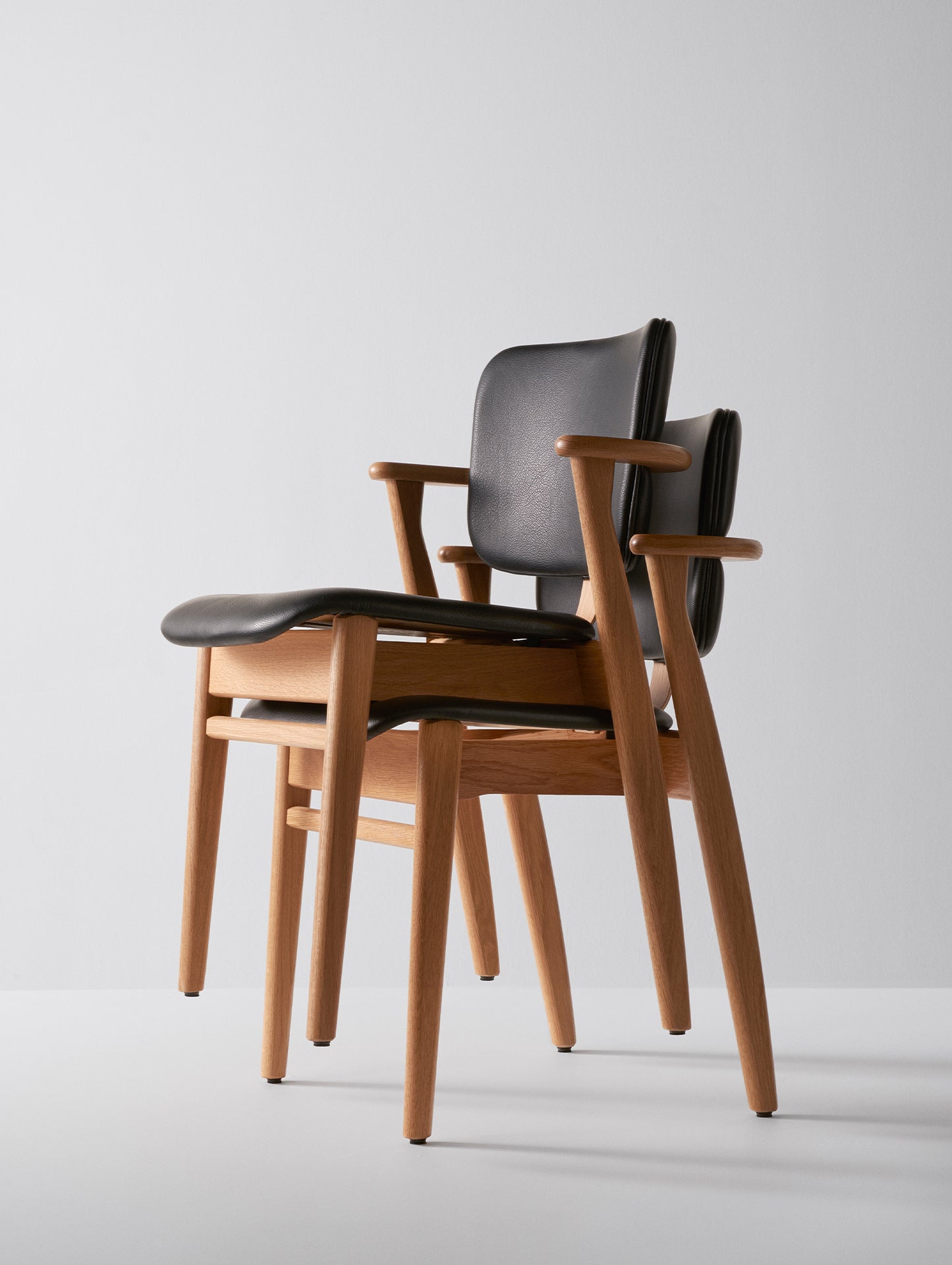Domus Chair Upholstered by Artek - Frame: Lacquered Birch / Seat and Back: Black Prestige Leather
