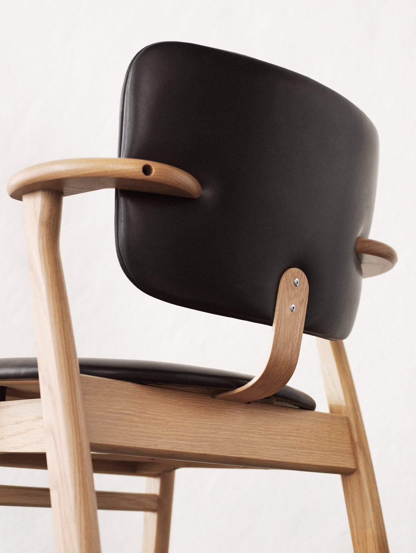 Domus Chair Upholstered by Artek - Frame: Lacquered Birch / Seat and Back: Black Prestige Leather