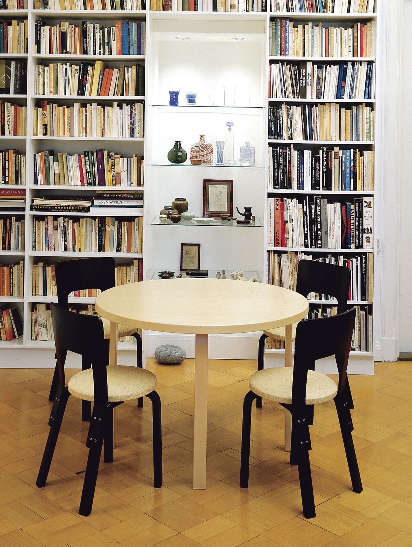 Aalto Table Round 90A by Artek - Birch Veneer Top / Natural Lacquered Birch Legs
