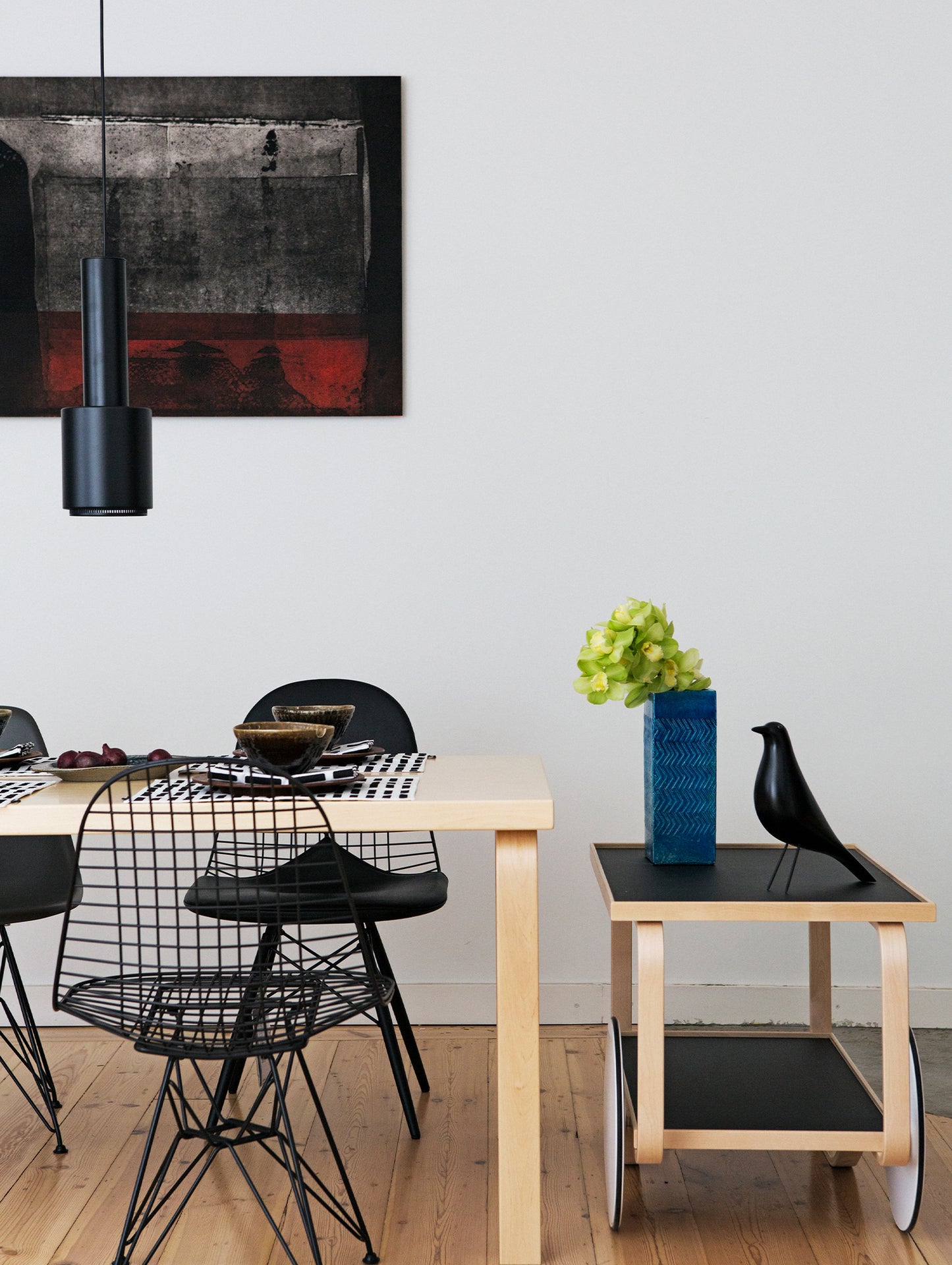 A110 Hand Grenade Pendant Light by Artek - Black Powder Coated Steel Shade with Black Lacquered Ring