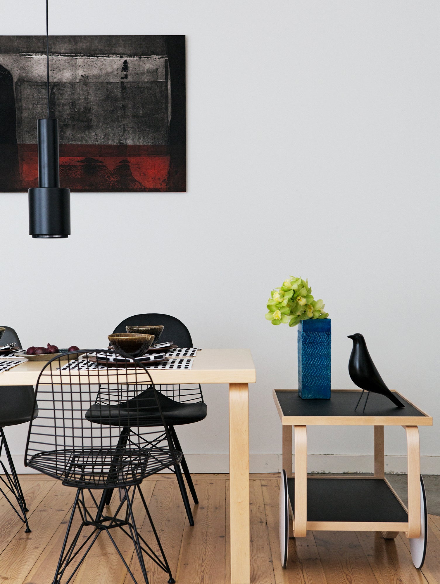 A110 Hand Grenade Pendant Light by Artek - Black Powder Coated Steel Shade with Black Lacquered Ring