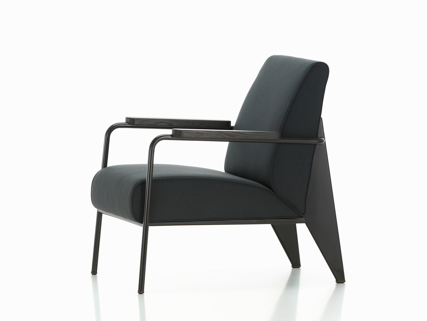 Fauteuil de Salon by Vitra - Dark Stained Oak / Deep Black Base / Twill Dark Grey upholstery 