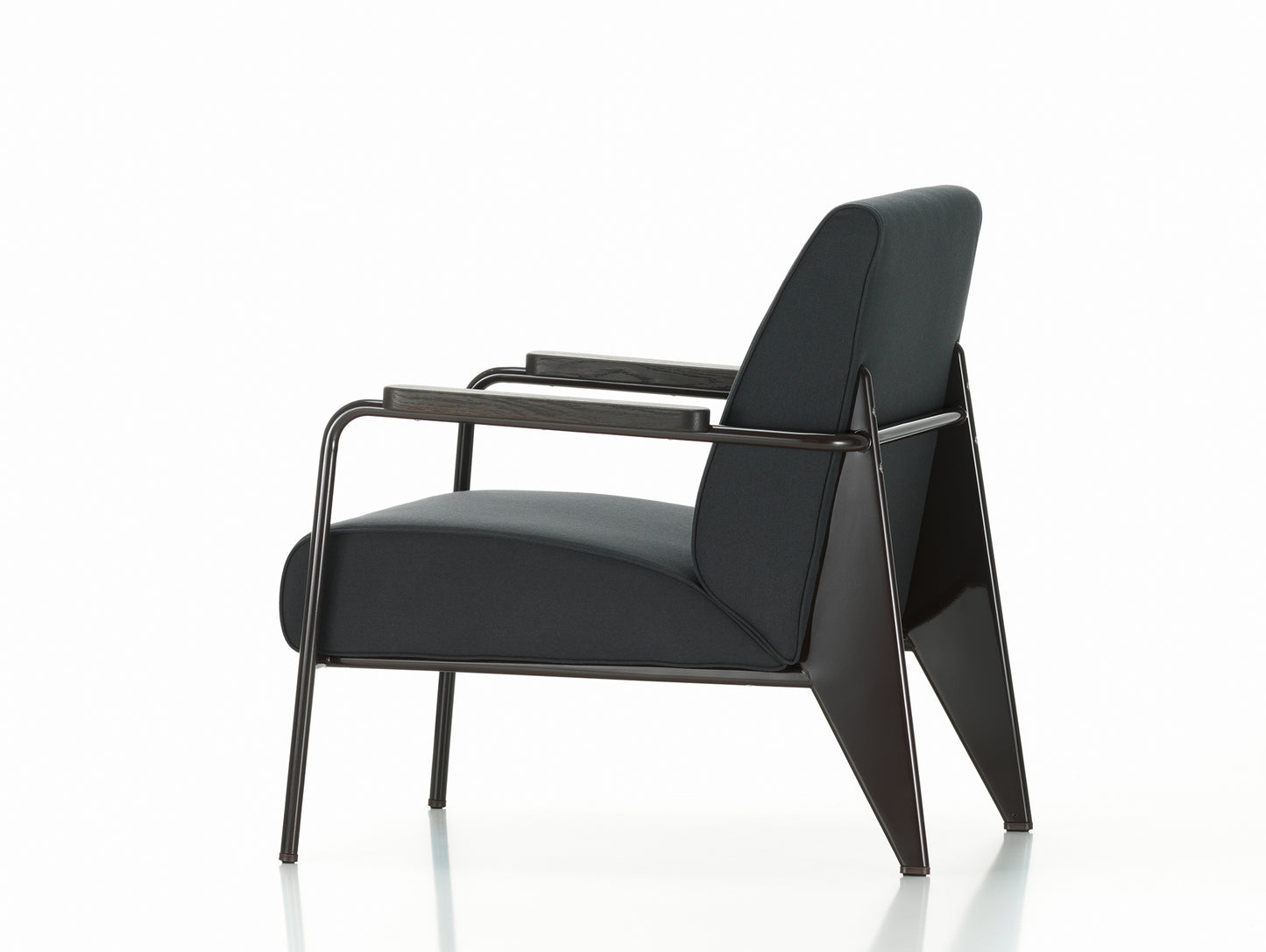 Fauteuil de Salon by Vitra - Dark Stained Oak / Deep Black Base / Twill Dark Grey upholstery 