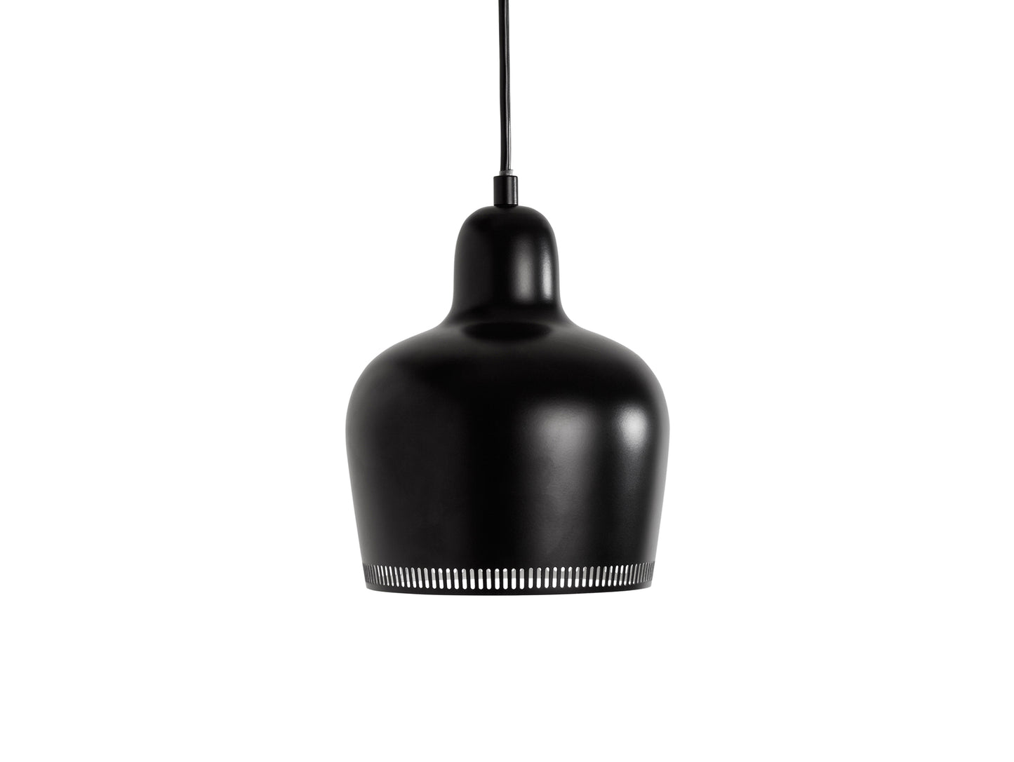 A330S Golden Bell Pendant Light by Artek - Black Steel with White Coated Interior and Black Cable