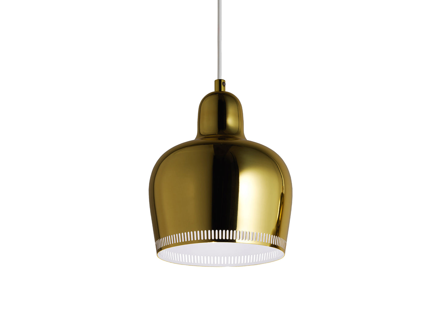 A330S Golden Bell Pendant Light by Artek - Polished Brass with White Coated Interior and White Cable