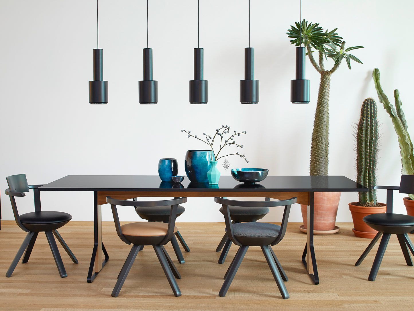 A110 Hand Grenade Pendant Light by Artek - Black Powder Coated Steel Shade with Black Lacquered Ring