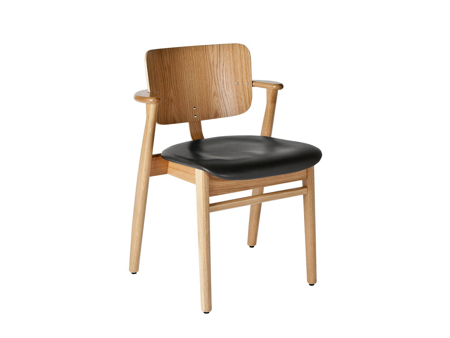 Domus Chair Upholstered by Artek - Frame: Lacquered Oak / Seat: Black Prestige Leather