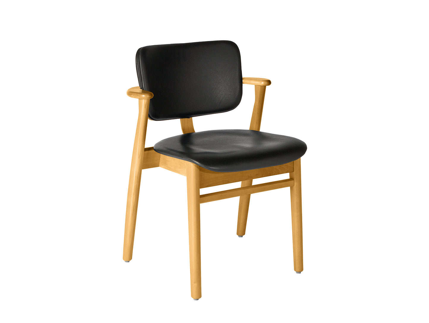 Domus Chair Upholstered by Artek -Frame: Honey Stained Birch / Seat and Back: Black Prestige Leather