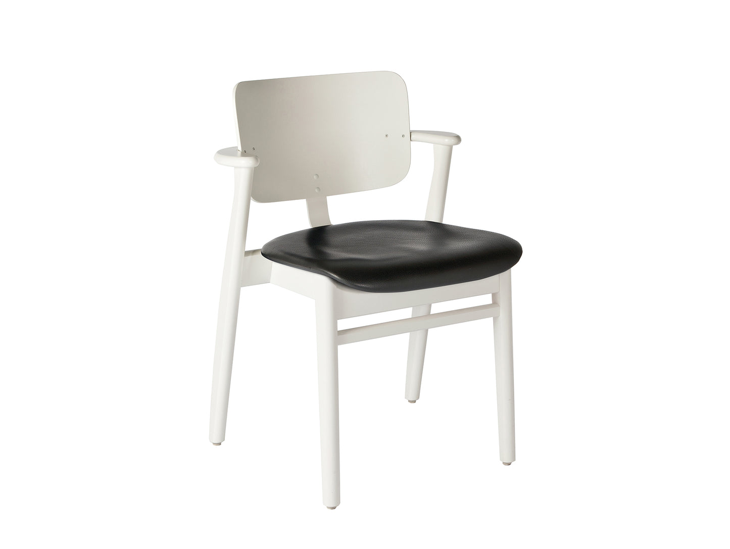 Domus Chair Upholstered by Artek - Frame: White Lacquered Birch / Seat: Black Prestige Leather