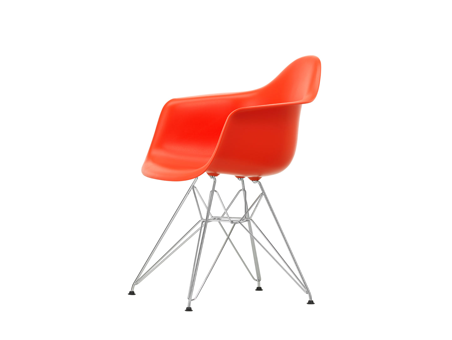 Eames DAR Plastic Armchair RE by Vitra - 03 Poppy Red Shell / Chrome Base