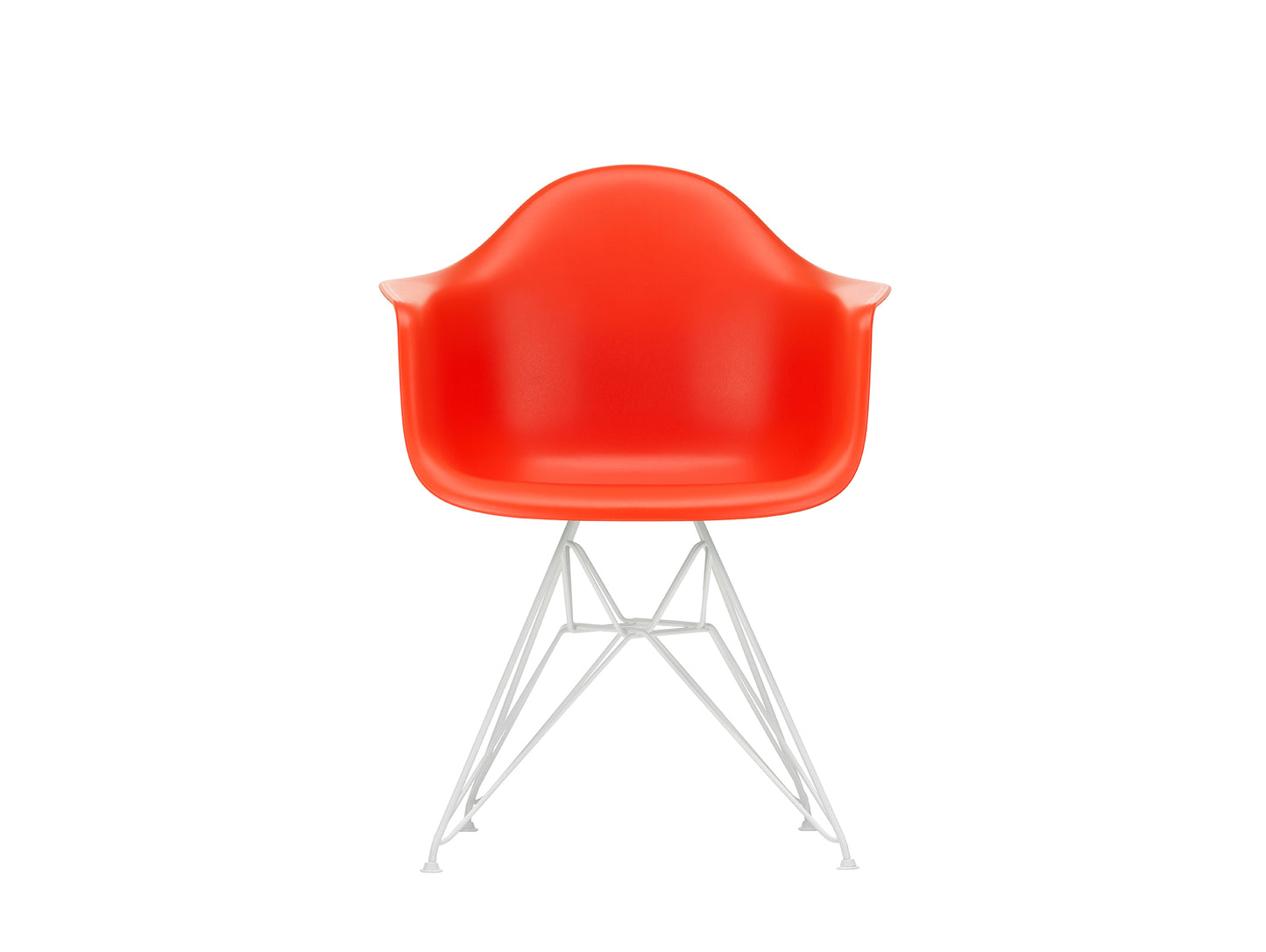 Eames DAR Plastic Armchair RE by Vitra - 03 Poppy Red Shell / White Base