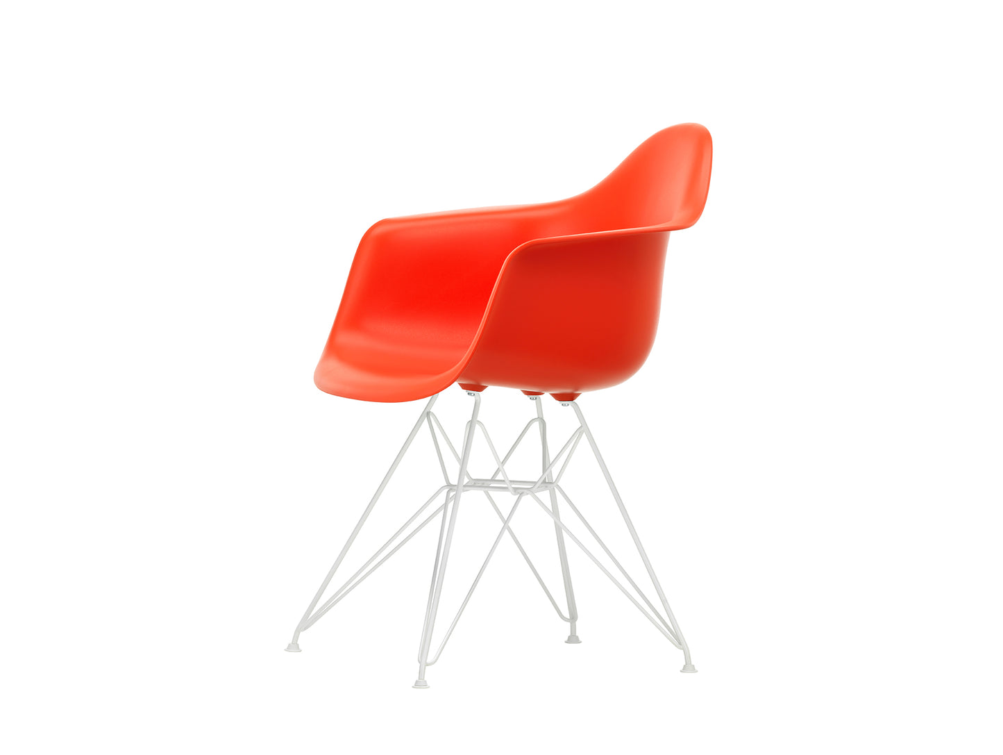 Eames DAR Plastic Armchair RE by Vitra - 03 Poppy Red Shell / White Base