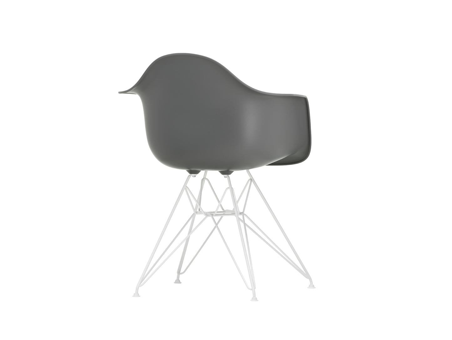 Eames DAR Plastic Armchair RE by Vitra - 56 Granite Grey Shell / White Base