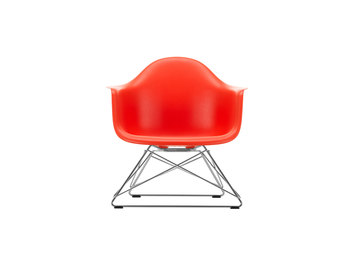 Eames Plastic Armchair LAR by Vitra - Poppy Red 03 Shell / Chrome-Plated Steel Base