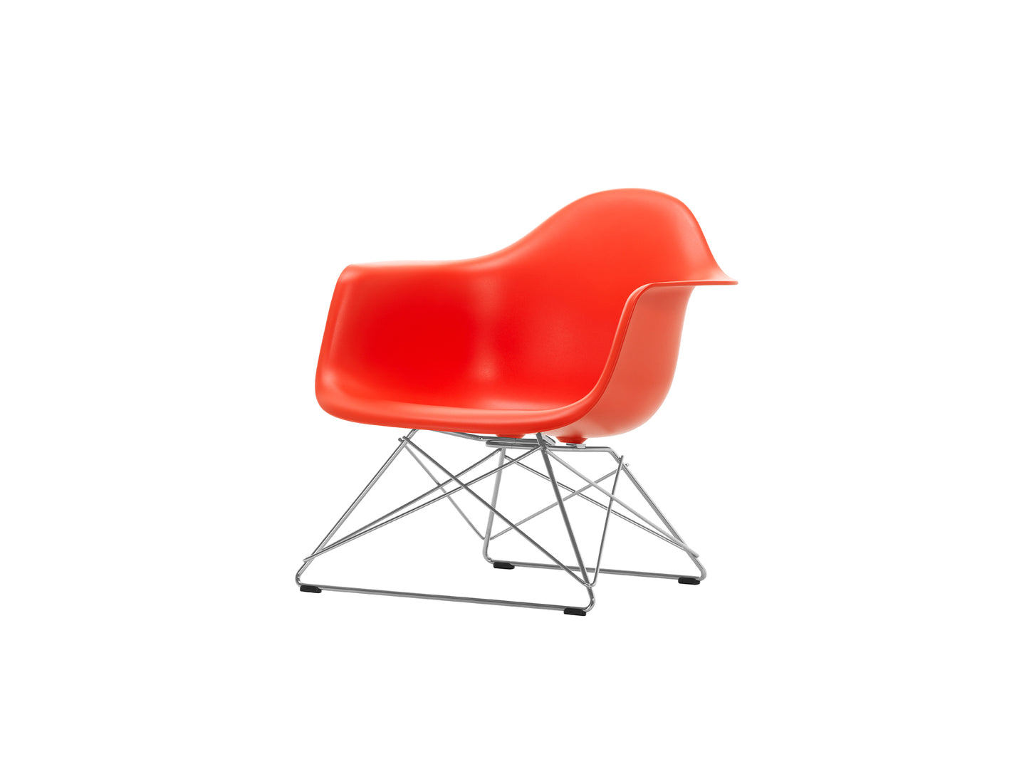 Eames Plastic Armchair LAR by Vitra - Poppy Red 03 Shell / Chrome-Plated Steel Base