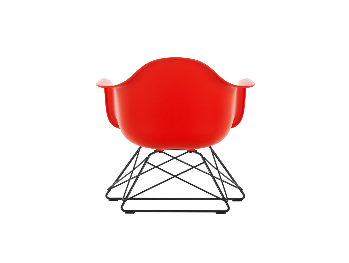 Eames Plastic Armchair LAR by Vitra - Poppy Red 03 Shell / Basic Dark Powder-Coated Steel Base