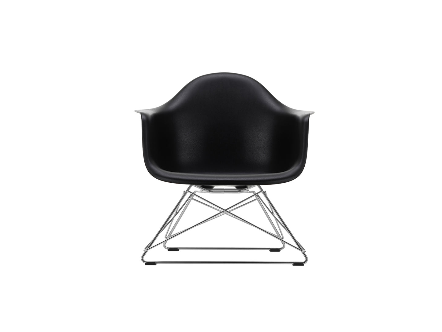 Eames Plastic Armchair LAR by Vitra - Deep Black 12 Shell / Chrome-Plated Steel Base